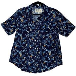 Sandrine Rose Leaf Print Button Up Blouse Women Small NWT Oversized Made in USA